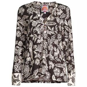 NWT! Johnny Was Noah Henley Top Black White Shell Button Front Woman’s SZ M